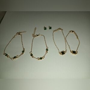 Elegant Gold and Green Minimalist Bracelets